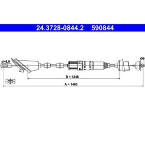 Seilzug Kupplungsbetätigung ATE 24.3728-0844.2 für Peugeot 106 II