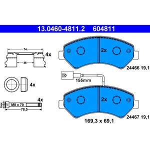 Bremsbelagsatz Scheibenbremse ATE 13.0460-4811.2 für Fiat Peugeot Citroën Ducato