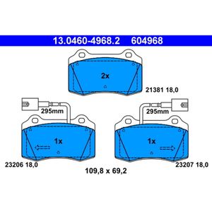 Bremsbelagsatz Scheibenbremse ATE 13.0460-4968.2 für Alfa Romeo Fiat Spider Gtv