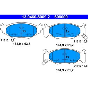 Bremsbelagsatz Scheibenbremse ATE 13.0460-8009.2 für Chrysler Voyager II