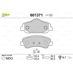 Bremsbelagsatz Scheibenbremse VALEO 601371 für Peugeot 308 II 301