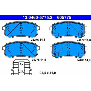 Bremsbelagsatz Scheibenbremse ATE 13.0460-5775.2 für Kia Hyundai Picanto II