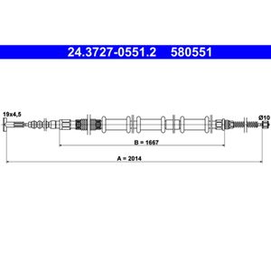 Seilzug Feststellbremse ATE 24.3727-0551.2 für Fiat Multipla