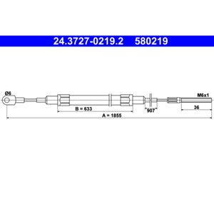 Seilzug Feststellbremse ATE 24.3727-0219.2 für BMW 7er