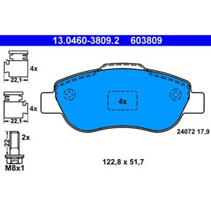 Bremsbelagsatz Scheibenbremse ATE 13.0460-3809.2 für Fiat Panda Classic