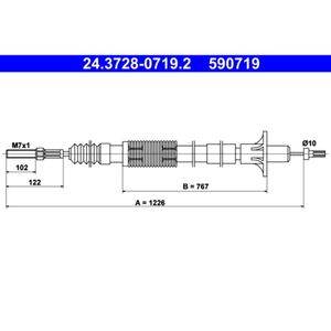 Seilzug Kupplungsbetätigung ATE 24.3728-0719.2 für Opel Omega A Caravan