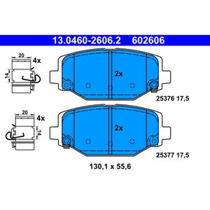 Bremsbelagsatz Scheibenbremse ATE 13.0460-2606.2 für Fiat Lancia Freemont