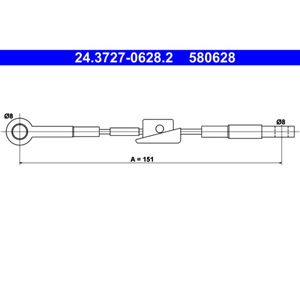 Seilzug Feststellbremse ATE 24.3727-0628.2 für Ford Escort III Orion II