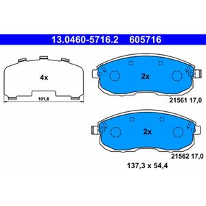 Bremsbelagsatz Scheibenbremse ATE 13.0460-5716.2 für Infiniti Renault G