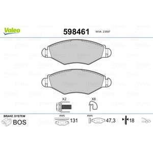 Bremsbelagsatz Scheibenbremse VALEO 598461 für Peugeot 306 206+ 206 Van