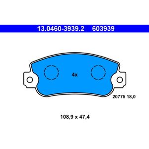 Bremsbelagsatz Scheibenbremse ATE 13.0460-3939.2 für Fiat Seat Panda Uno Ibiza I