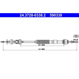 Seilzug Kupplungsbetätigung ATE 24.3728-0338.2 für Peugeot Citroën Partner