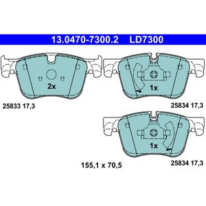 Bremsbelagsatz Scheibenbremse ATE 13.0470-7300.2 für Citroën Peugeot 308 II