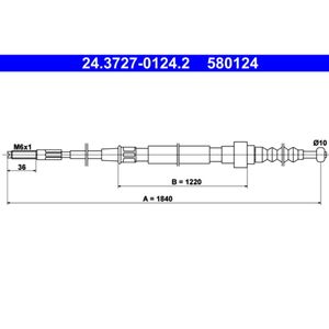 Seilzug Feststellbremse ATE 24.3727-0124.2 für VW Golf II Jetta