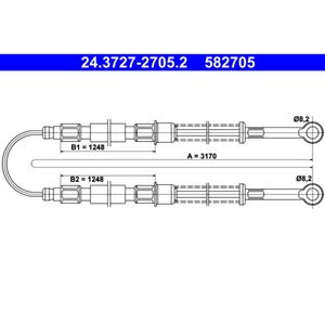 Seilzug Feststellbremse ATE 24.3727-2705.2 für Seat Terra