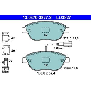 Bremsbelagsatz Scheibenbremse ATE 13.0470-3827.2 für Fiat Abarth Lancia Opel