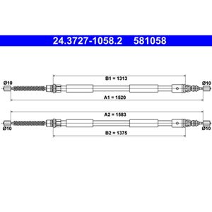 Seilzug Feststellbremse ATE 24.3727-1058.2 für Renault Espace III