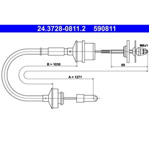 Seilzug Kupplungsbetätigung ATE 24.3728-0811.2 für Peugeot 205 I