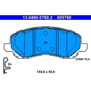 Bremsbelagsatz Scheibenbremse ATE 13.0460-5760.2 für Chrysler Jeep Peugeot Lancia