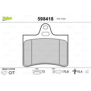 Bremsbelagsatz Scheibenbremse VALEO 598418 für Citroën C5 I Break