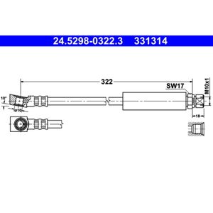 Bremsschlauch ATE 24.5298-0322.3 für Opel Saab Kadett E CC Vectra A Ascona C