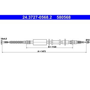 Seilzug Feststellbremse ATE 24.3727-0568.2 für Fiat Coupe