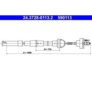 Seilzug Kupplungsbetätigung ATE 24.3728-0113.2 für VW Golf II Jetta