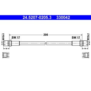 Bremsschlauch ATE 24.5207-0205.3 für Fiat 500 126 900  T/E Pulmino