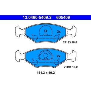 Bremsbelagsatz Scheibenbremse ATE 13.0460-5409.2 für Fiat Fiorino Duna