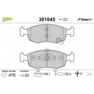 Bremsbelagsatz Scheibenbremse VALEO 301045 für Lancia Fiat Ypsilon Panda