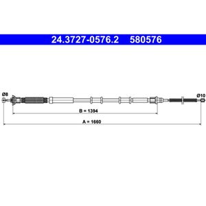 Seilzug Feststellbremse ATE 24.3727-0576.2 für Fiat Punto Evo Grande