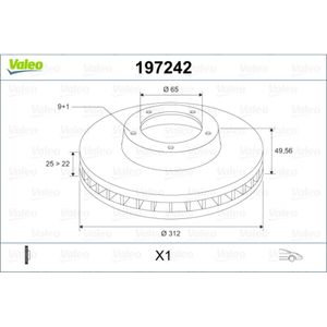 Bremsscheibe VALEO 197242 für VW Seat Skoda Audi Cupra Passat B7 Alhambra Touran