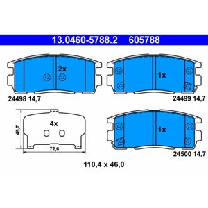 Bremsbelagsatz Scheibenbremse ATE 13.0460-5788.2 für Opel Chevrolet Hyundai