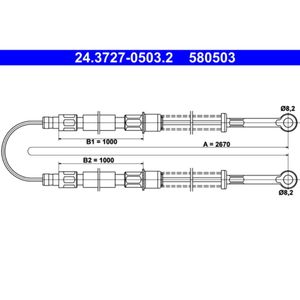 Seilzug Feststellbremse ATE 24.3727-0503.2 für Fiat Lancia Seat Autobianchi Y10