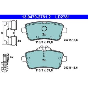 Bremsbelagsatz Scheibenbremse ATE 13.0470-2781.2 für Mercedes-Benz M