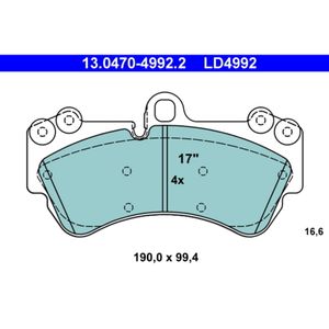 Bremsbelagsatz Scheibenbremse ATE 13.0470-4992.2 für VW Porsche Touareg Cayenne