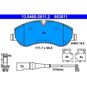 Bremsbelagsatz Scheibenbremse ATE 13.0460-2611.2 für Ford Tourneo Custom V362