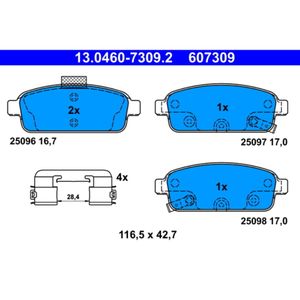 Bremsbelagsatz Scheibenbremse ATE 13.0460-7309.2 für Opel Vauxhall Astra J Gtc