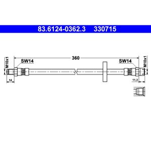 Bremsschlauch ATE 83.6124-0362.3 für Audi VW 100 C2 Avant LT 28-35 I