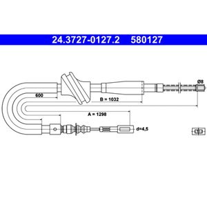 Seilzug Feststellbremse ATE 24.3727-0127.2 für Audi 80 B3