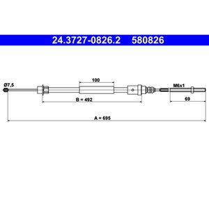 Seilzug Feststellbremse ATE 24.3727-0826.2 für Peugeot 406 Break