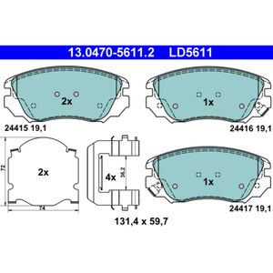 Bremsbelagsatz Scheibenbremse ATE 13.0470-5611.2 für Saab Opel Chevrolet 9-5