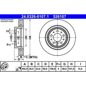 Bremsscheibe ATE 24.0326-0107.1 (2 Stk.) für Volvo S70 V70 I