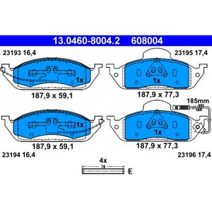 Bremsbelagsatz Scheibenbremse ATE 13.0460-8004.2 für Mercedes-Benz M