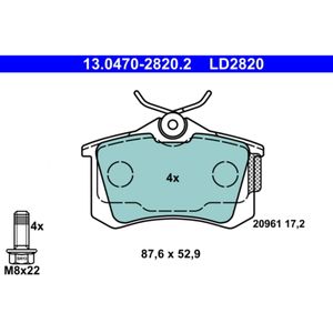 Bremsbelagsatz Scheibenbremse ATE 13.0470-2820.2 für Seat Audi VW Skoda Citroën