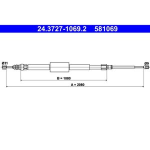 Seilzug Feststellbremse ATE 24.3727-1069.2 für Renault Megane II Grandtour