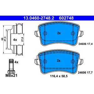 Bremsbelagsatz Scheibenbremse ATE 13.0460-2748.2 für Audi VW A5