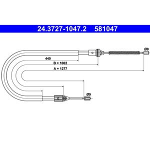 Seilzug Feststellbremse ATE 24.3727-1047.2 für Renault Clio II