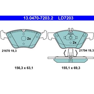 Bremsbelagsatz Scheibenbremse ATE 13.0470-7203.2 für Mercedes-Benz E