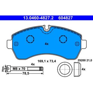 Bremsbelagsatz Scheibenbremse ATE 13.0460-4827.2 für Mercedes-Benz VW Sprinter